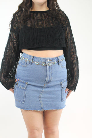 Kacey Cargo Denim Mini Skirt