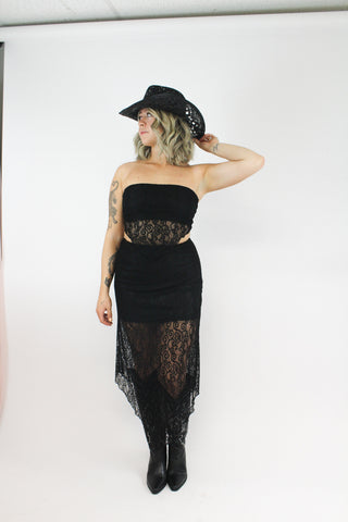 Waterfall Lace Strapless Top