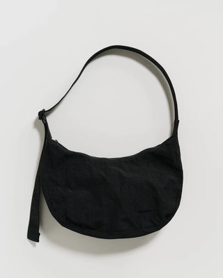 Medium Nylon Crescent Bag - Black