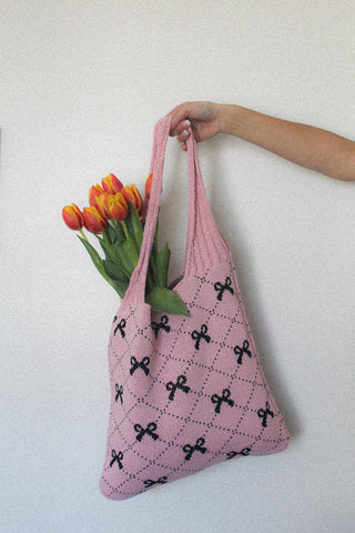 Bow Tote Bag (Pink/Black)