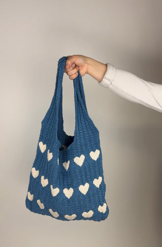 Love Heart Tote Bag (Blue)