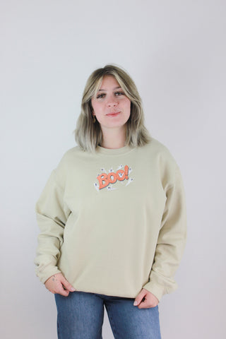 Boo Ghost Embroidered Crewneck