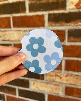 Blue Flowers Car Coasters