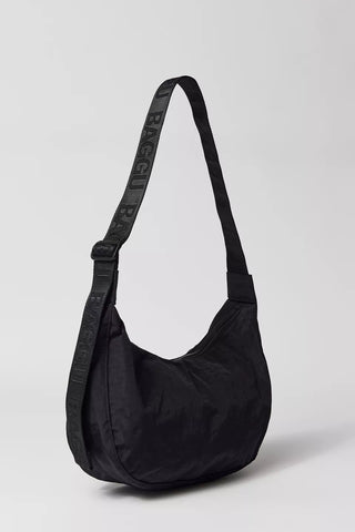 Medium Nylon Crescent Bag - Black