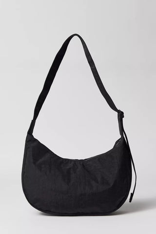 Medium Nylon Crescent Bag - Black