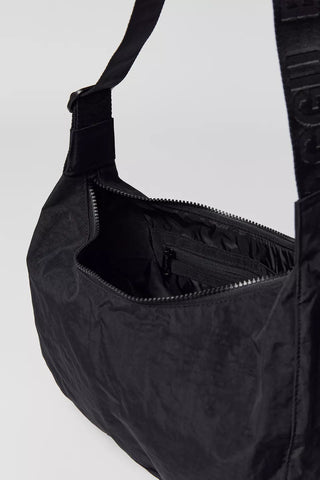 Medium Nylon Crescent Bag - Black