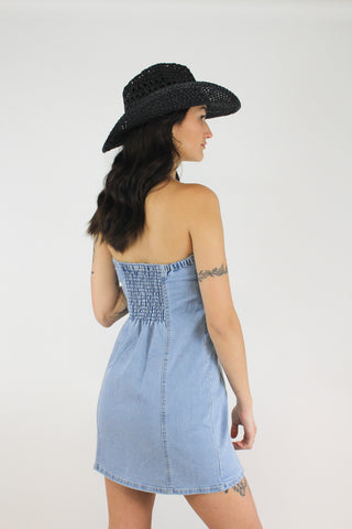 Desert Dust Strapless Denim Dress