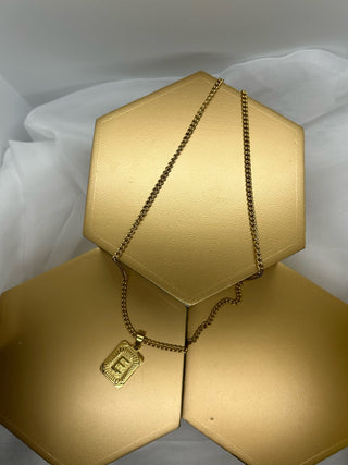 Retro Gold Initial Necklace
