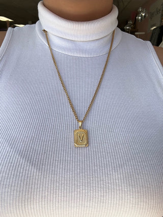 Retro Gold Initial Necklace