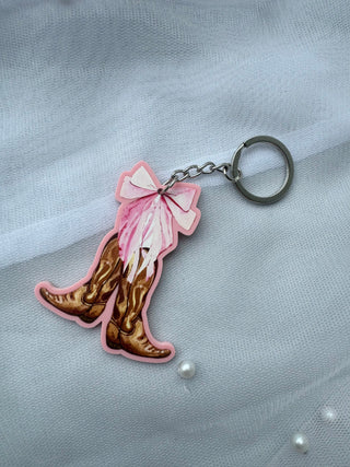 Western Coquette Bow Boots Key Chain