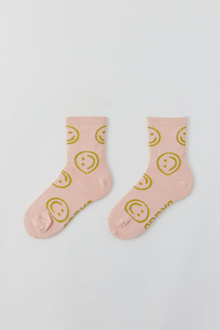 BAGGU Crew Socks - Happy (Light Pink)