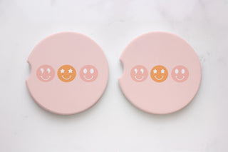 3 Smiley Face Car Coasters