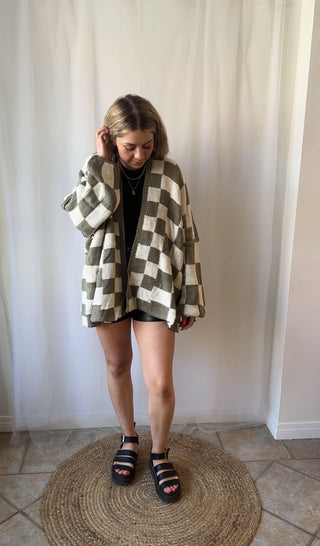 In Check Oversized Cardigan
