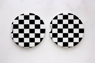 Black Checkered Car Coasters