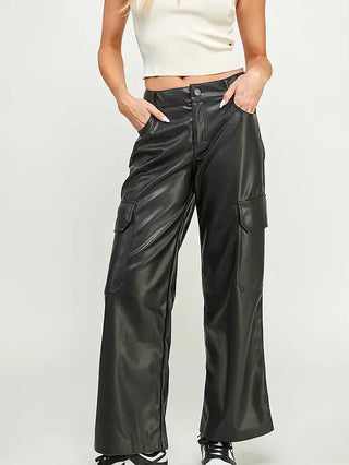 Maddox Faux Leather Cargo Pants